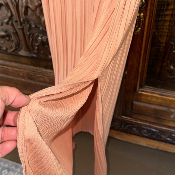 A new day dress accordian pleated can terra cotta maxi side slit small NEW - Picture 3 of 4